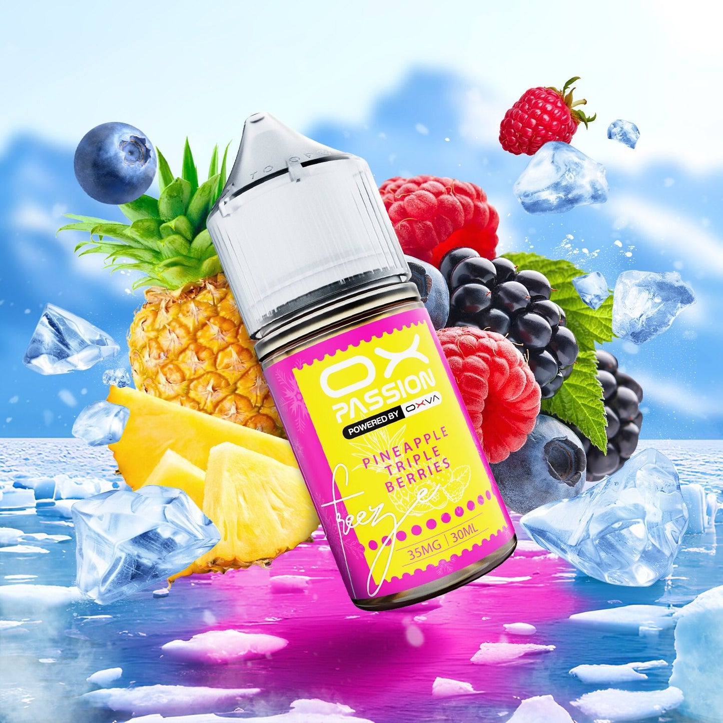 OXVA PASSION FREEZE PINEAPPLE TRIPLE BERRIES 55MG 30ML - Vapebeat