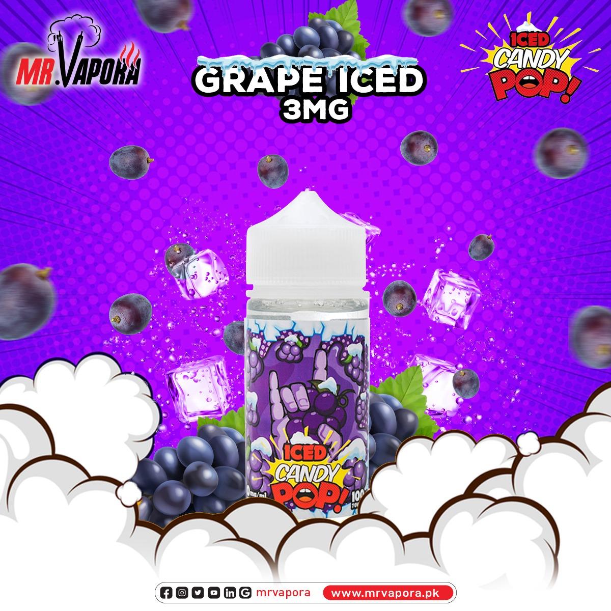 POP VAPORS - GRAPE ICED E- LIQUID- 3MG -100ML - Vapebeat