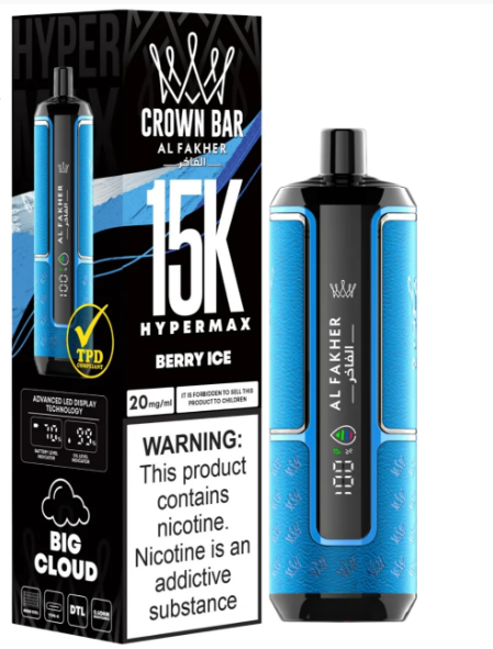 AL FAKHER 15K CROWN BAR HYPERMAX DISPOSABLE-BERRY ICE 6MG - Vapebeat