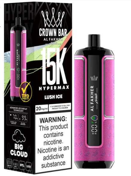 AL FAKHER CROWN BAR 15K HYPERMAX DISPOSABLE- LUSH ICE 6MG - Vapebeat