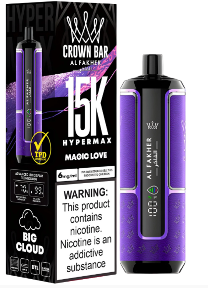 AL FAKHER CROWN BAR 15K HYPERMAX DISPOSABLE- MAGIC LOVE 6MG - Vapebeat