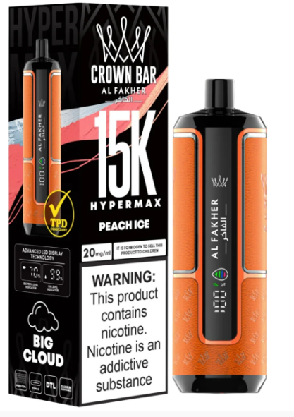 AL FAKHER CROWN BAR 15K HYPERMAX DISPOSABLE- PEACH ICE 6MG - Vapebeat