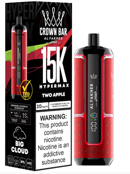 AL FAKHER CROWN BAR 15K HYPERMAX DISPOSABLE- TWO APPLE 6MG - Vapebeat