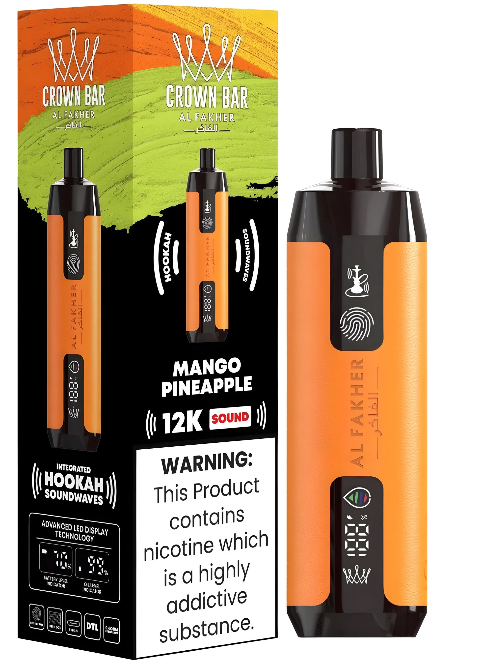 Al Fakher Crown Bar 12k Puffs Disposable Vape with Integrated Hookah Soundwaves - Vapebeat