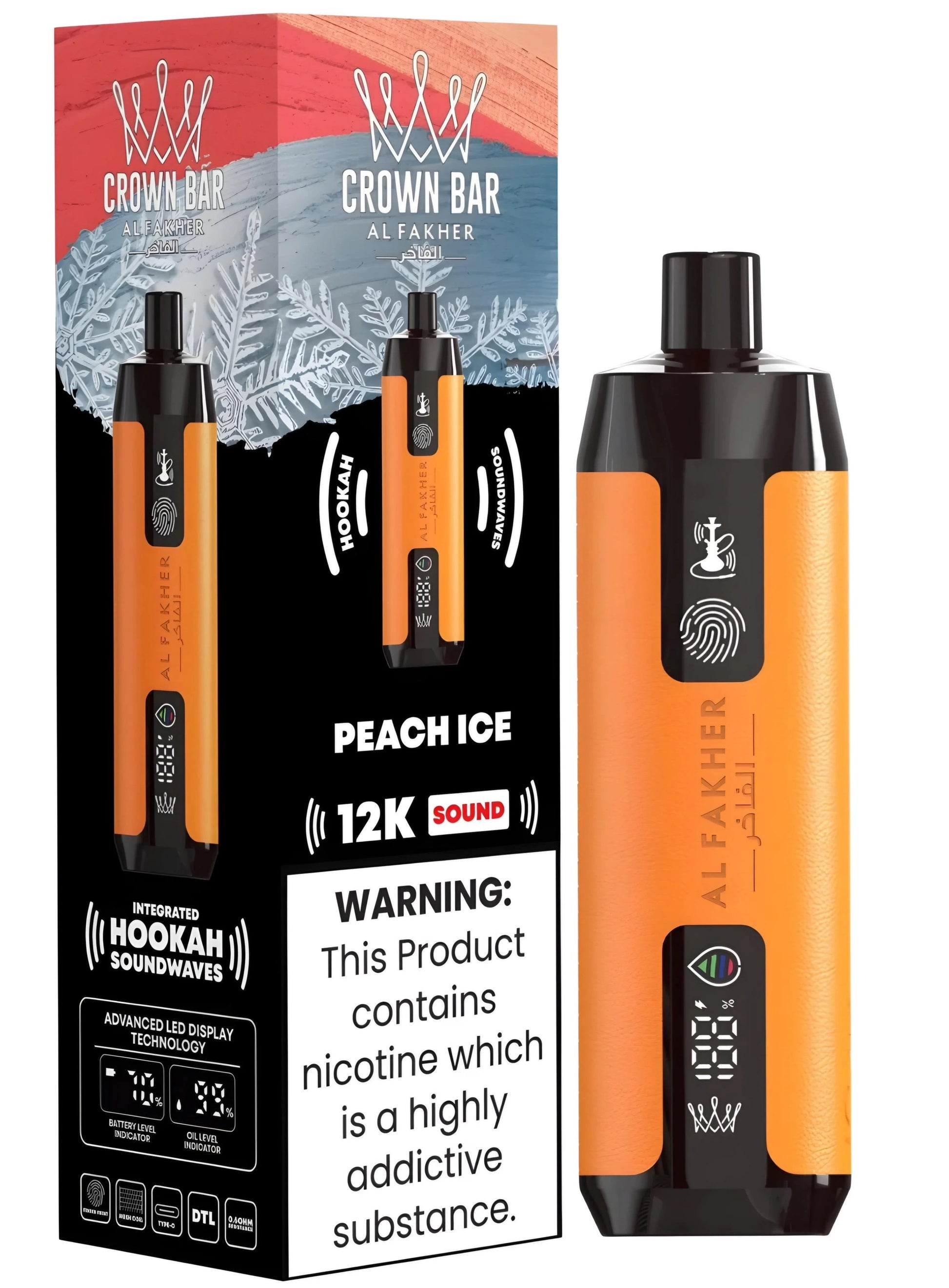 Al Fakher Crown Bar 12k Puffs Disposable Vape with Integrated Hookah Soundwaves - Vapebeat