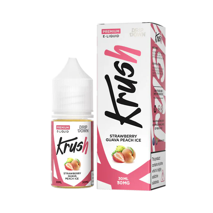 DRIP DOWN KRUSH SERIES STRAWBERRY GUAVA PEACH ICE  30MG,50MG - 30ML - Vapebeat