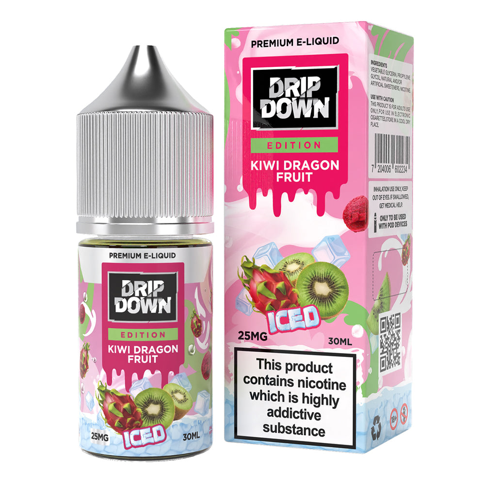 Drip Down Iced Series Salt – Kiwi Dragon Fruit Ice 30ml (25, 50 mg) - Vapebeat