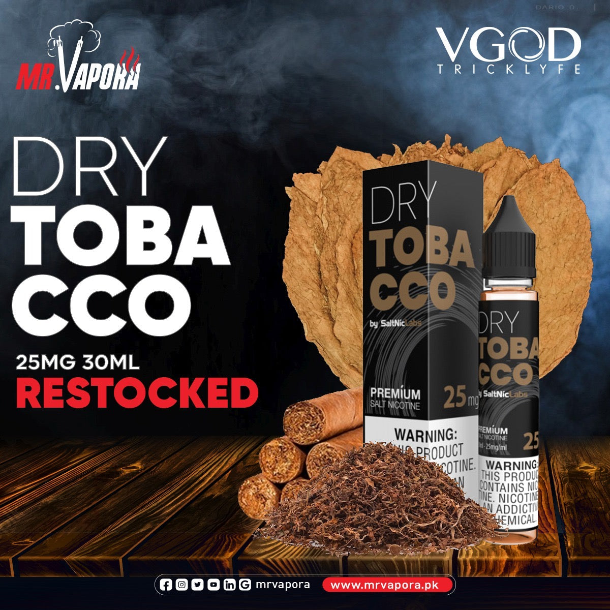 VGOD DRY TOBACCO  SALTNIC E-LIQUID 30ML