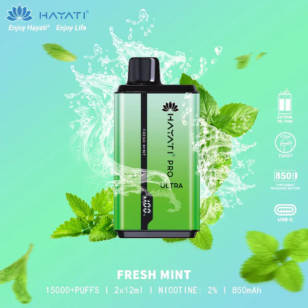 HAYATI PRO ULTRA FRESH MINT 15000 PUFFS - Vapebeat