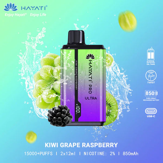 HAYATI PRO ULTRA KIWI GARPE RASPBERRY 15000 PUFFS - Vapebeat