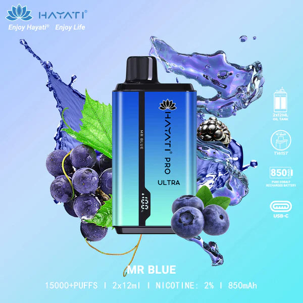 HAYATI PRO ULTRA MR BLUE 15000 PUFFS - Vapebeat