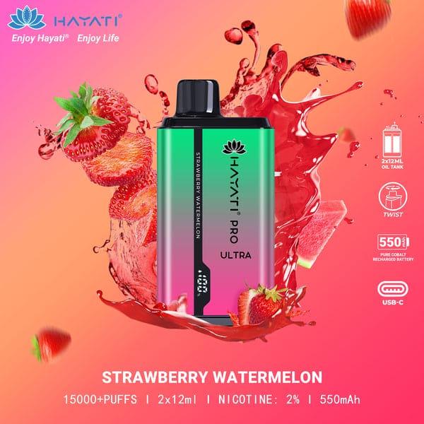 HAYATI PRO ULTRA STRAWBERRY WATERMELON 15000 PUFFS - Vapebeat
