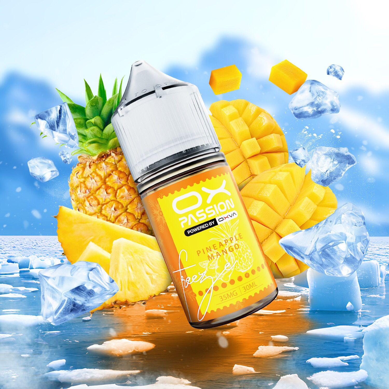 OXVA PASSION FREEZE PINEAPPLE MANGO 35MG,55MG 30ML - Vapebeat