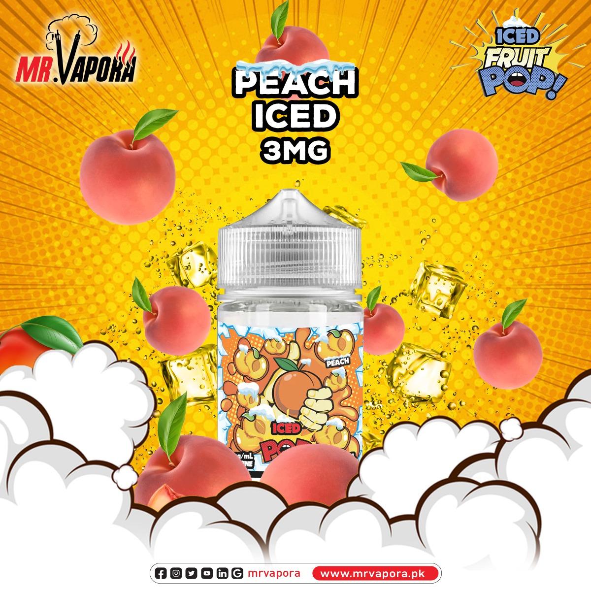POP VAPORS - PEACH ICED E- LIQUID - 3MG - 100ML - Vapebeat