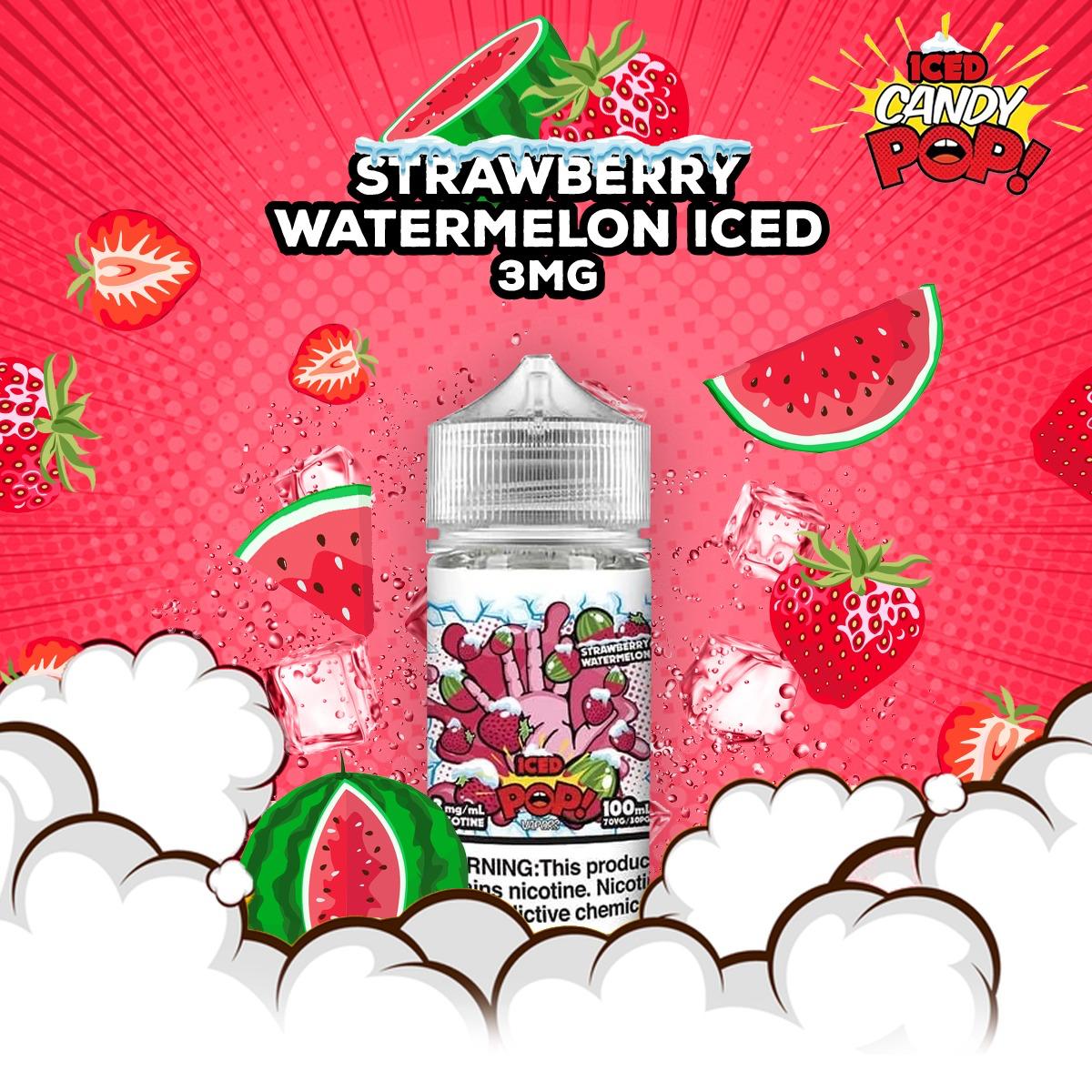 POPVAPORS - STRAWBERRY WATERMELON ICED E-LIQUID 3MG - 100ML - Vapebeat