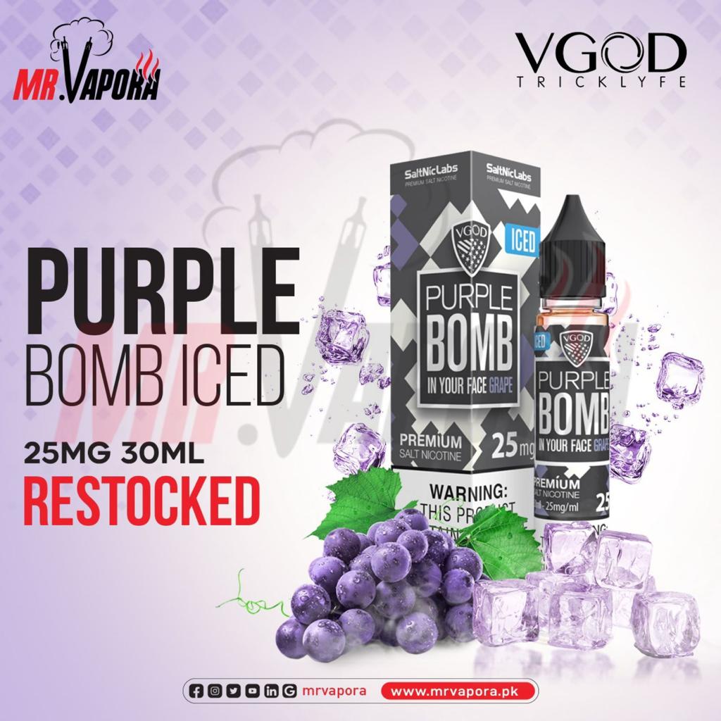 PURPLE BOMB ICED VGOD SALT NIC E-LIQUID 25MG 30ML - Vapebeat