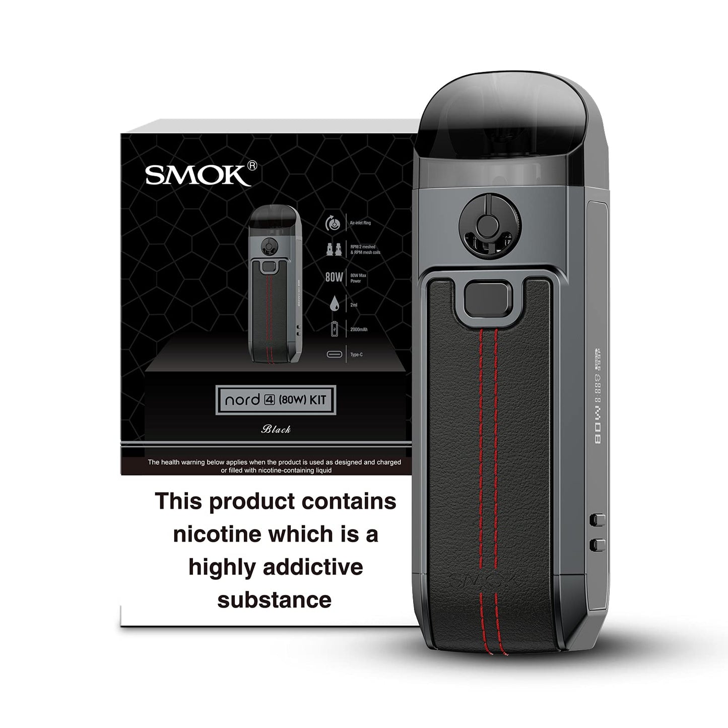 Smok Nord 4 80w Pod Kit - Black Leather - Vapebeat