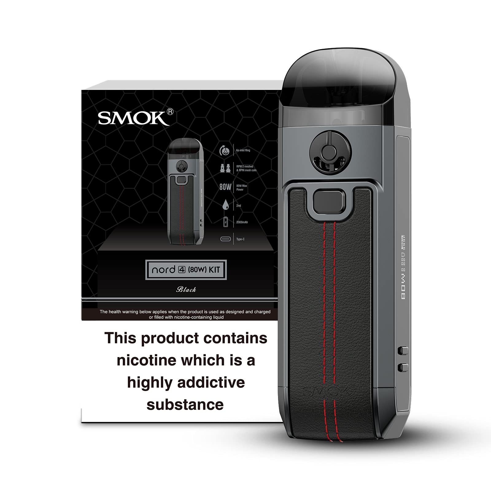 Smok Nord 4 80w Pod Kit - Black Leather - Vapebeat